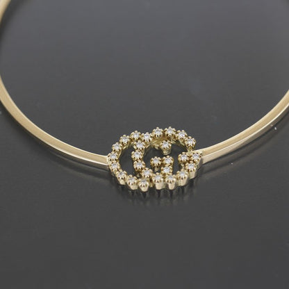 Gucci Diamond Hoop GG Earrings AU 750 18KY Box E1779
