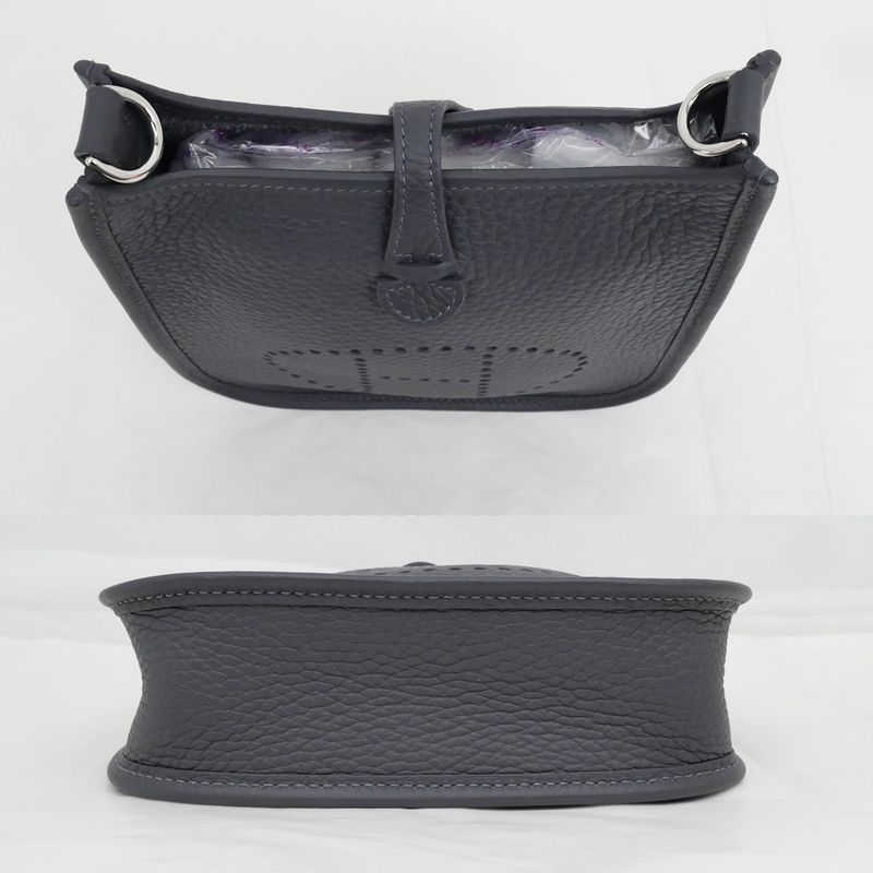Hermes Evelyne T PM Ardoise Shoulder Bag Taurillon Clemence K Engraved
