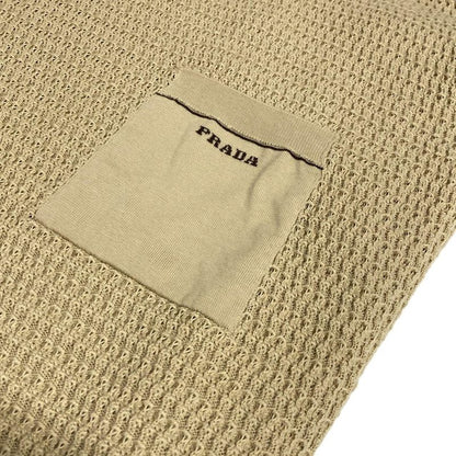 Prada Short Sleeved Sweater Size 46 L Women - Umb758 Beige And Brown Cotton Silk