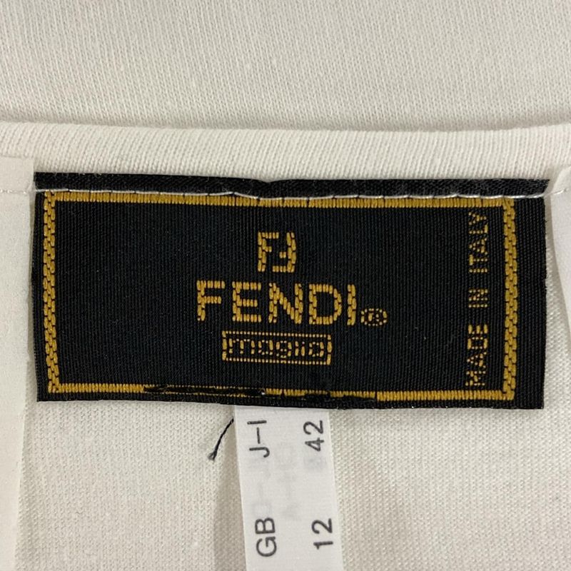 Fendi Short Sleeve T-shirt Size J 42 Women - White Black And Red Embroidery