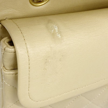 Chanel Shoulder Bag Matelasse Lambskin Beige Gold Hardware Women