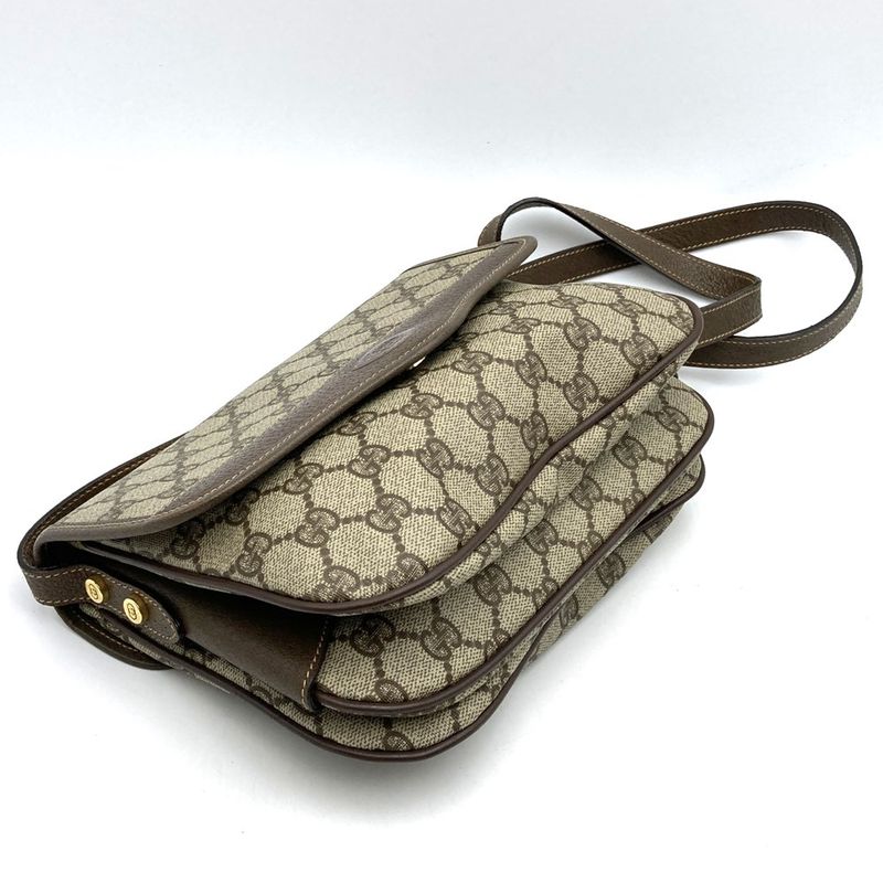 Gucci Old Gucci 001 113 Shoulder Bag Brown GG Supreme Canvas/leather Ladies Men