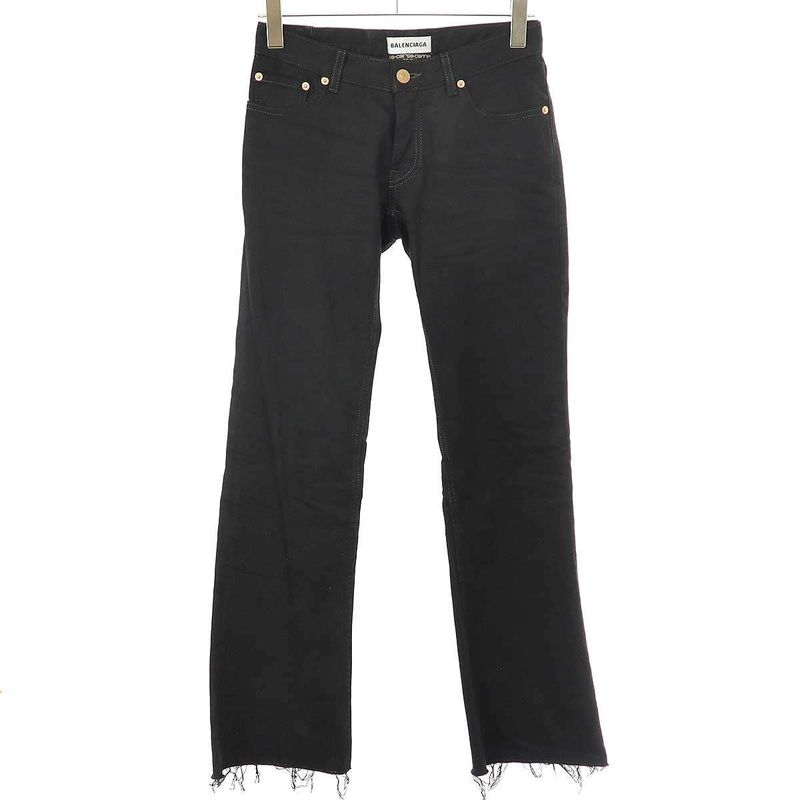 Balenciaga 21ss Cut-Off Damaged Denim Pants 657647 Tjw63 Black 25