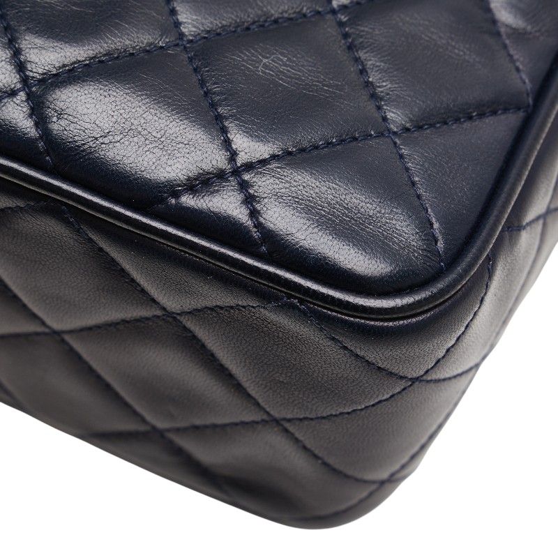 Chanel Matelasse Coco Mark Fringe Chain Shoulder Bag Navy Lambskin Women Chanel