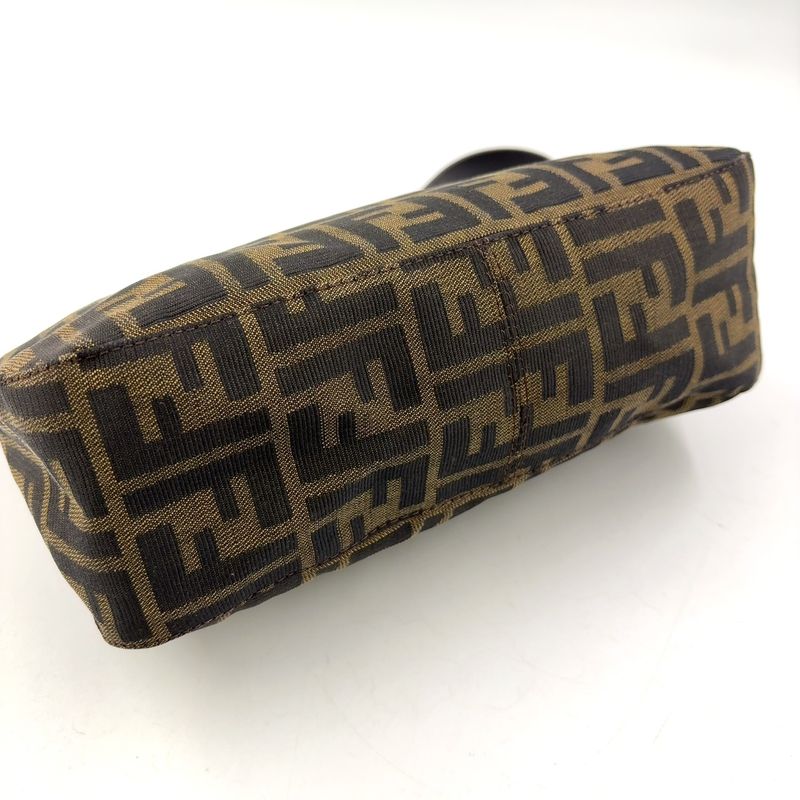 Fendi Mamma Bucket Zucchino Leather X Canvas Dark Brown X Beige Shoulder Bag