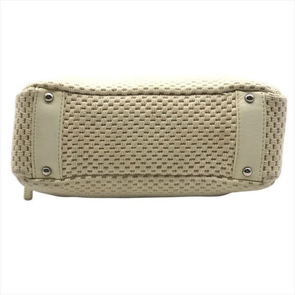 Chanel Lambskin Leather Knit Hand Ivory Shoulder Bag