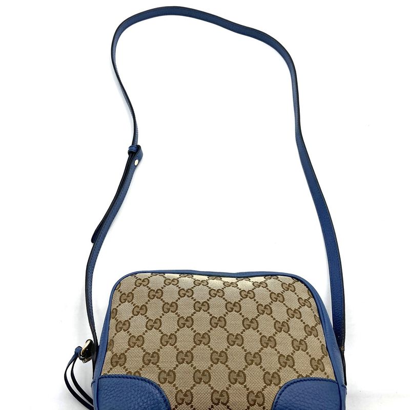 Gucci 449413 Shoulder Bag GG Canvas/leather Blue/brown Women