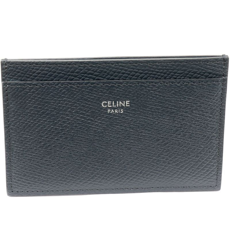 Celine Card Case Pass Case Card Holder Grained Calf Leather Navy
