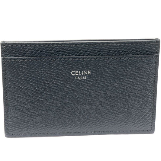 Celine Card Case Pass Case Card Holder Grained Calf Leather Navy