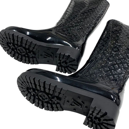 Louis Vuitton Drops Line Boots Long Boots Rain Boots Shoes Monogram Rubber Black
