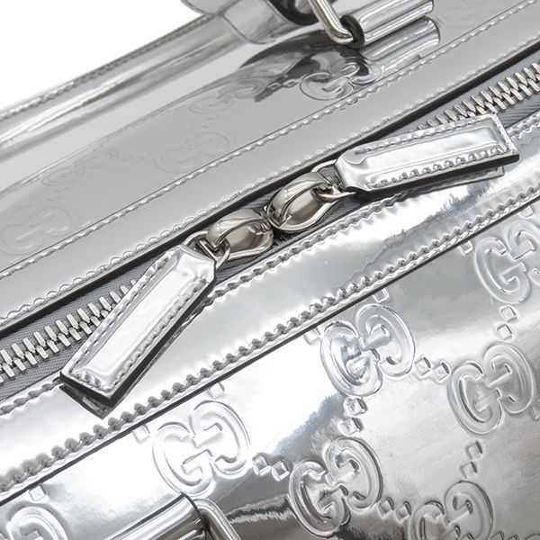 Gucci Boston Bag GG Embossed Medium Duffel Bag Mirror Effect Fabric Metallic