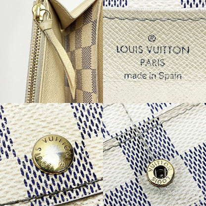Louis Vuitton Portefeuille Emily N63021 Damier Azur Long Wallet Women's Gold