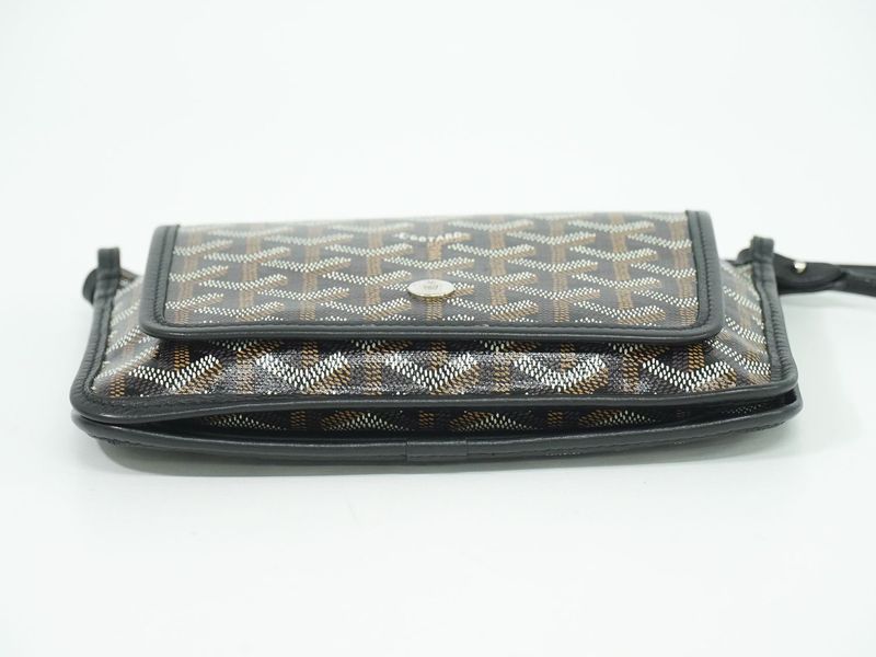 Authentic Goyard Plumet Shoulder Bag Pochette Pouch Wallet PVC Black Brown Bag