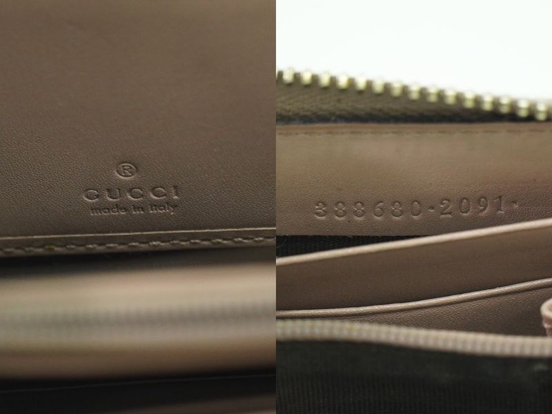Authentic Gucci Ribbon Round Zipper Long Wallet Long Wallet Guccissima Leather
