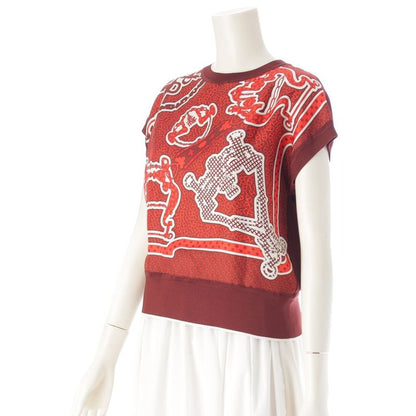 Hermes 24 Silk Chaine D'ancre Allover Pattern Short Sleeve Top 4e2832dx Orange