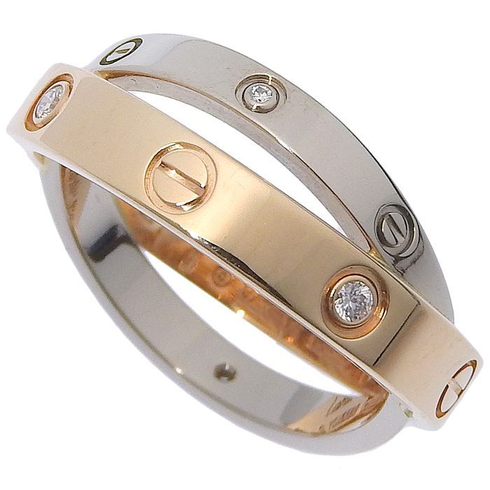 Cartier Be Love 6P Diamond Ring 18K Pink Gold 18K White Gold 750 Pink Gold