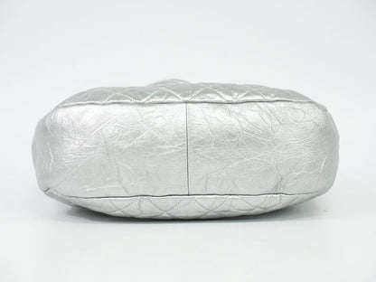 Authentic Chanel 31 Coco Mark 2WAY Chain Shoulder Bag Handbag Leather Silver