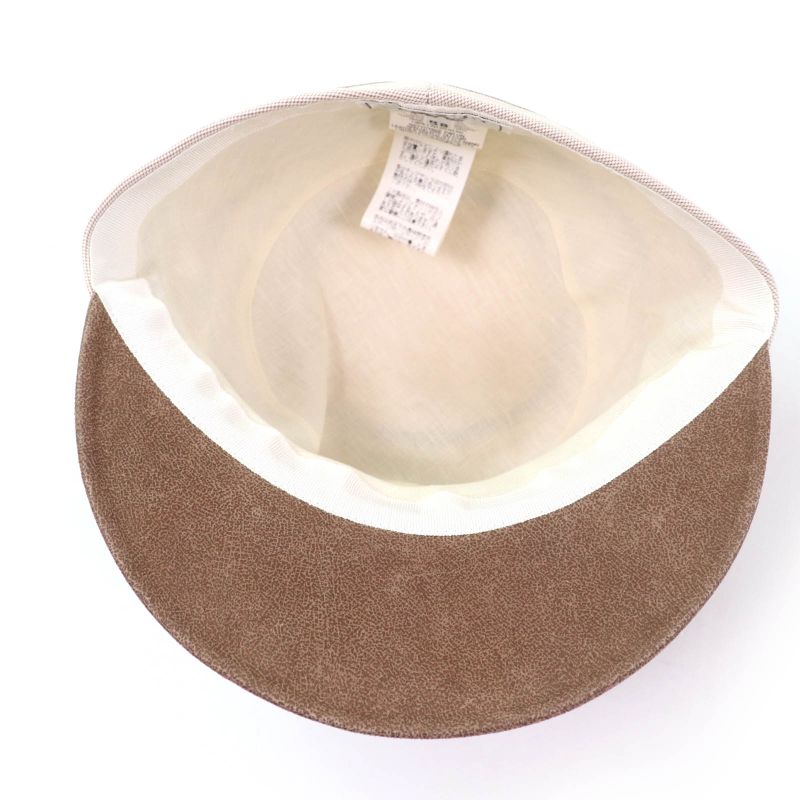 Hermes Goatskin Cotton Lined 100% Linen Leather Switching Cap Brown Beige 58