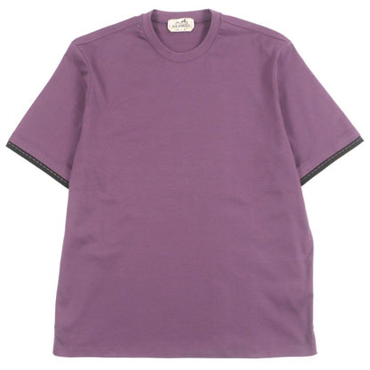 Hermes 24SS H467950ha 100% Cotton Saddle Stitch Crew Neck Short Sleeve Short