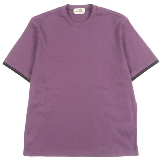 Hermes 24SS H467950ha 100% Cotton Saddle Stitch Crew Neck Short Sleeve Short