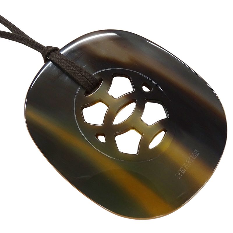 Hermes Necklace Lift GM Buffalo Horn Ladies Branded Pendant Buffalo Horn