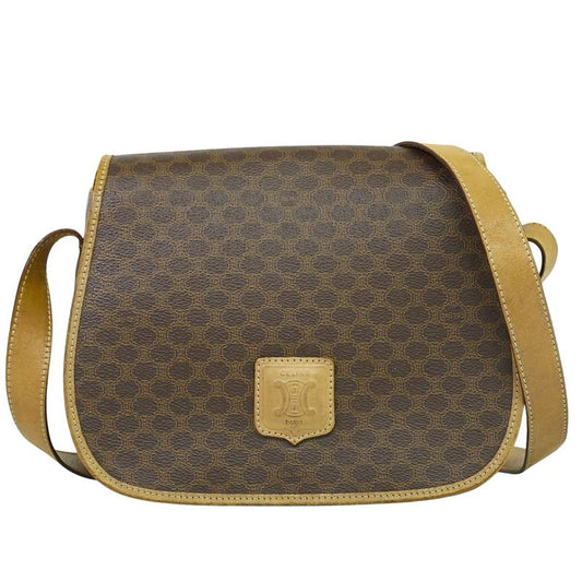 Authentic Celine Macadam Shoulder Bag Pochette PVC Brown Macadam Bag Pre-owned