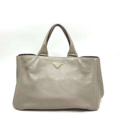 Prada Tote Bag Logo Canapa Bn1872 Leather Gray
