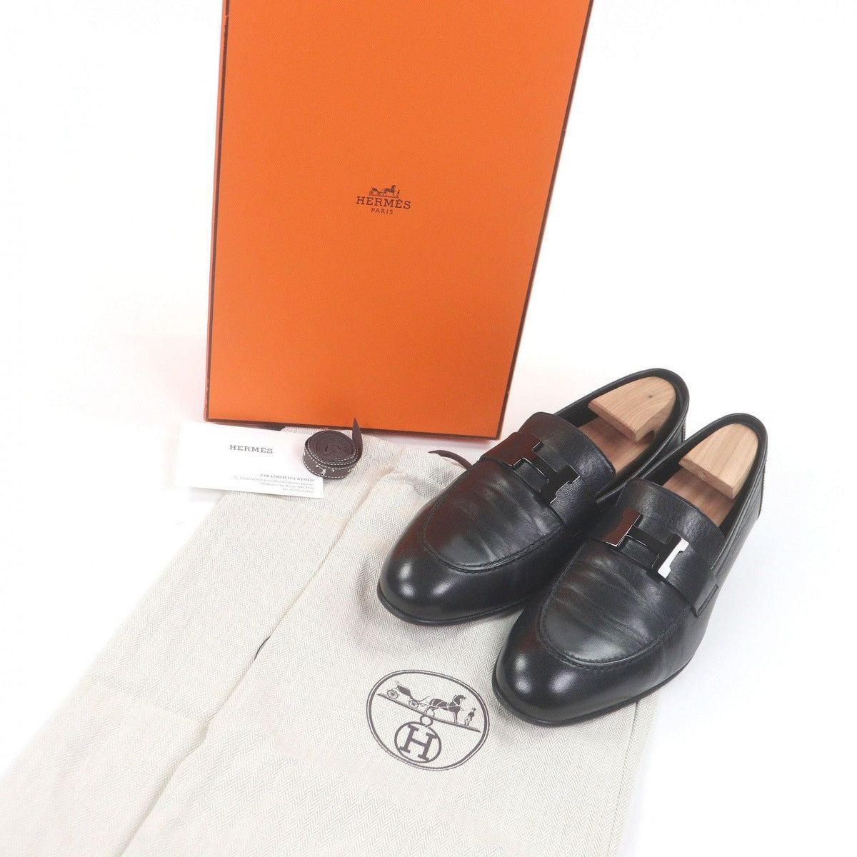 Hermes Leather Constance Logo Loafers Moccasins Black 41 — view 2