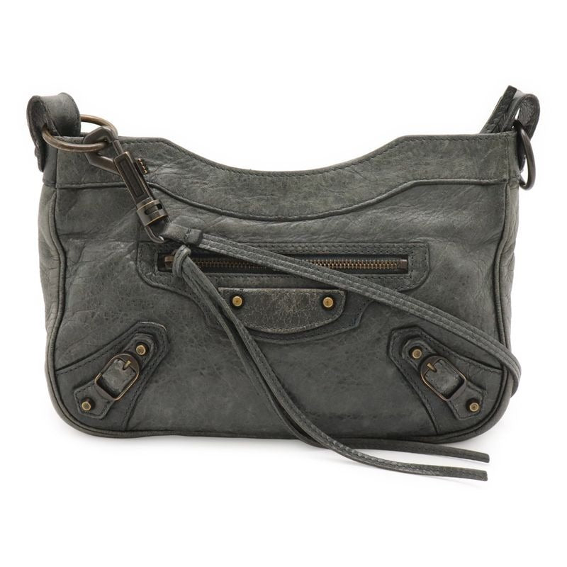 Balenciaga The Hip Shoulder Bag Crossbody Pochette Leather Dark Green Mila