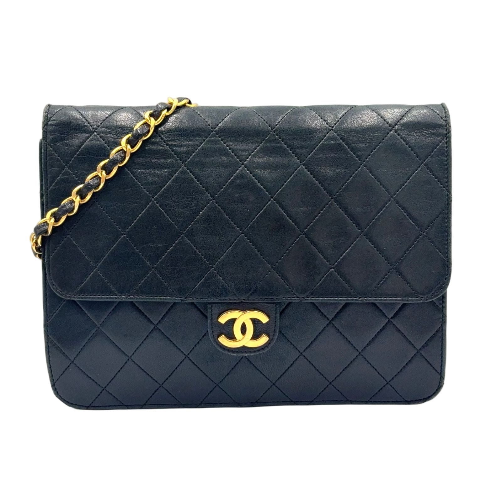 Chanel Quilted Unknown Lambskin Black Chain Shoulder Bag Gold