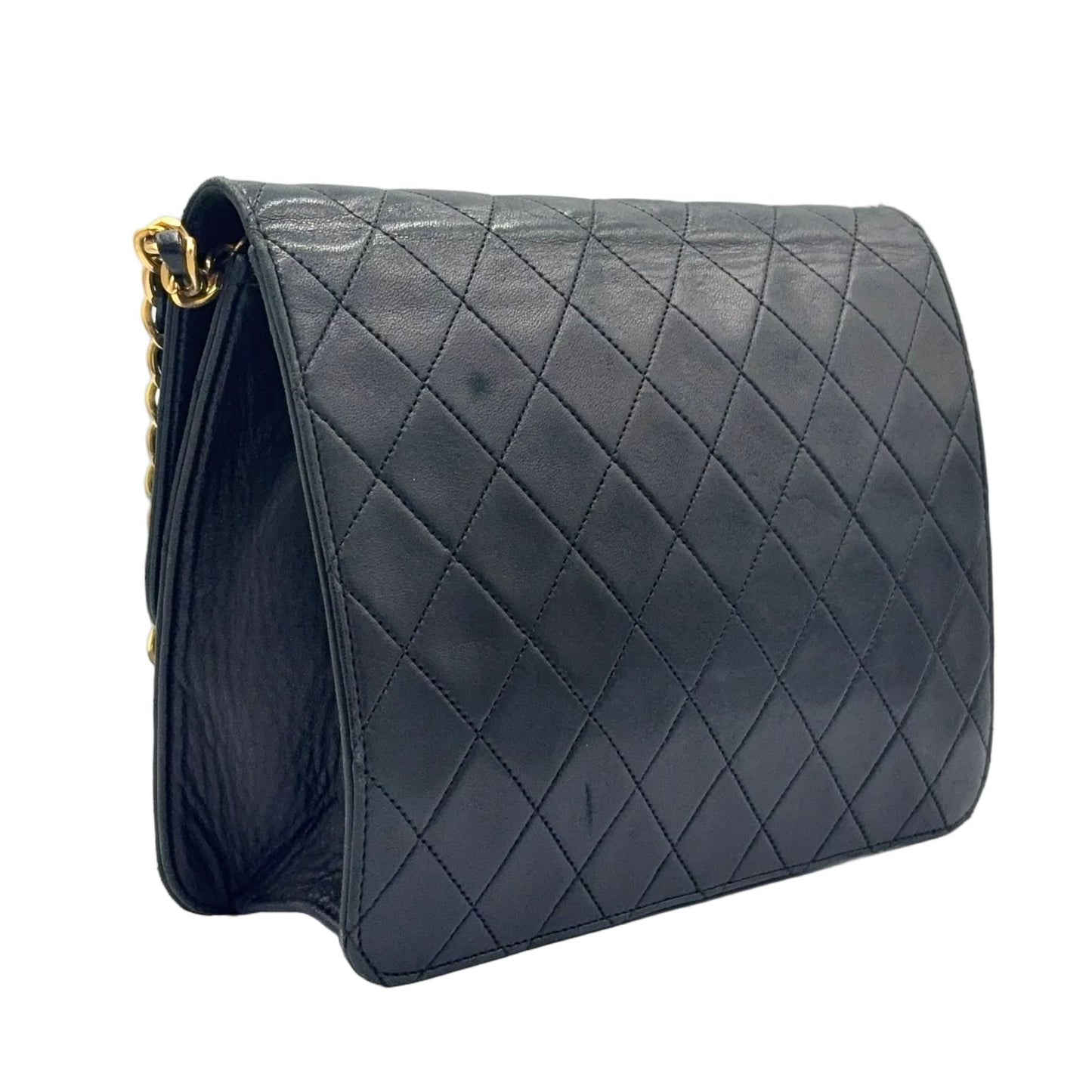 Chanel Quilted Unknown Lambskin Black Chain Shoulder Bag Gold — view 2