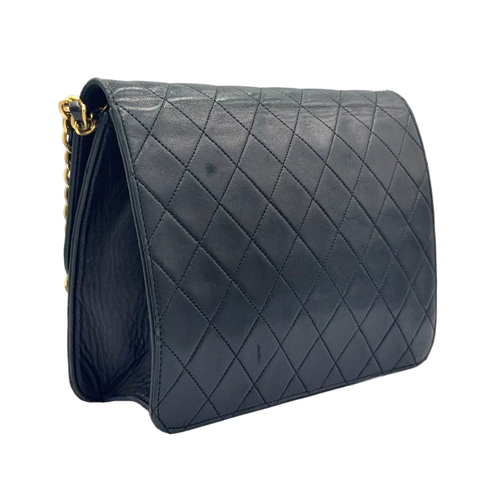 Chanel Quilted Unknown Lambskin Black Chain Shoulder Bag Gold — view 2