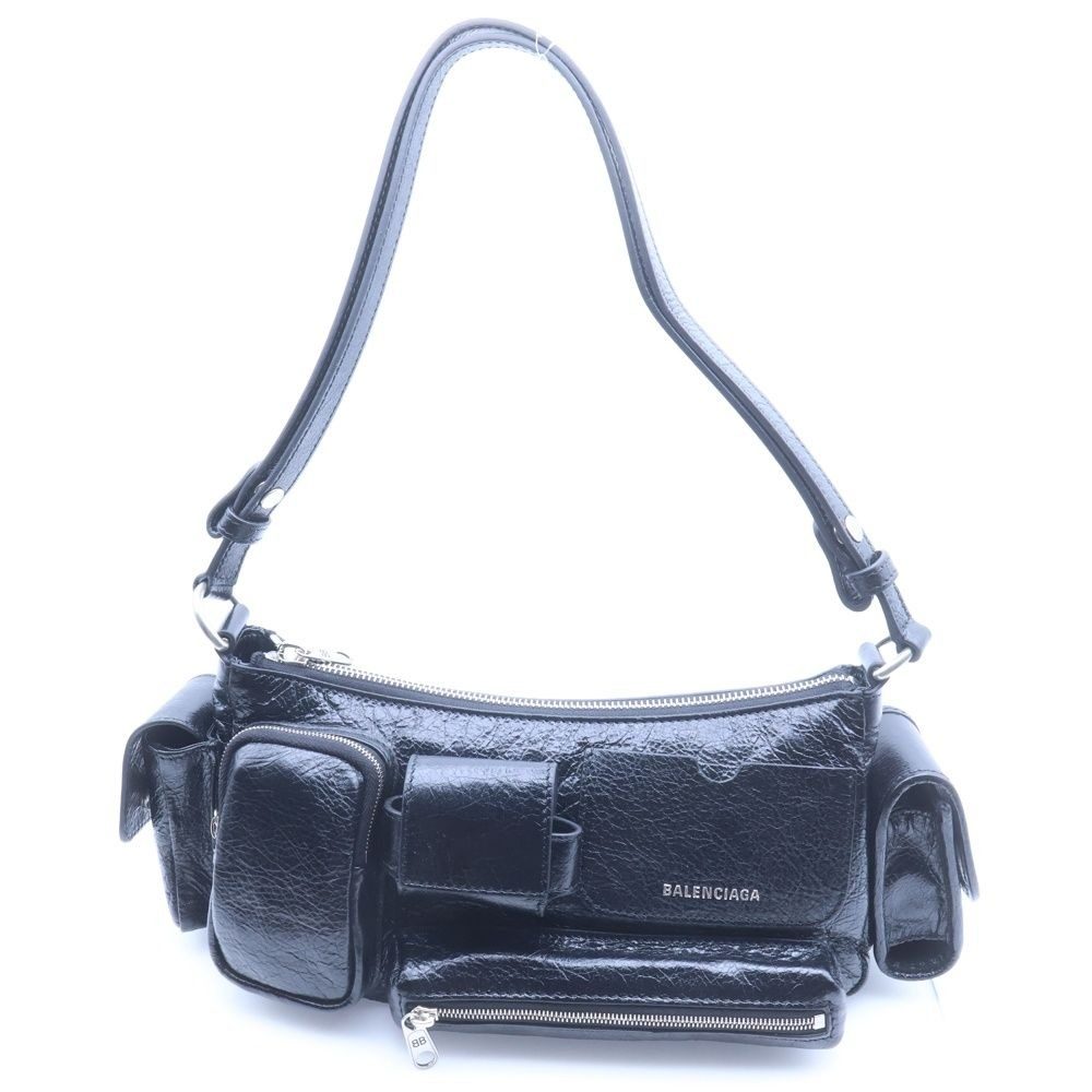 Balenciaga Super Busy Small Sling Bag Black Leather 1000 Silver
