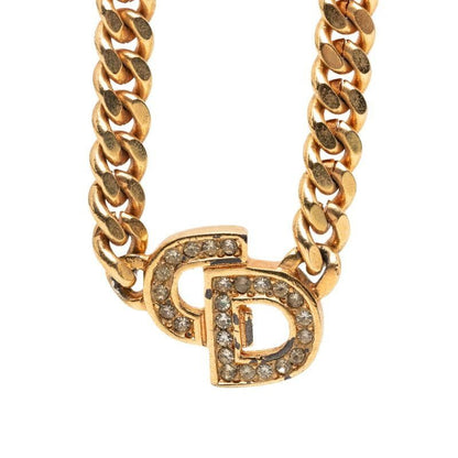 Dior Cdlogo Line Stone Necklace Gold Plated