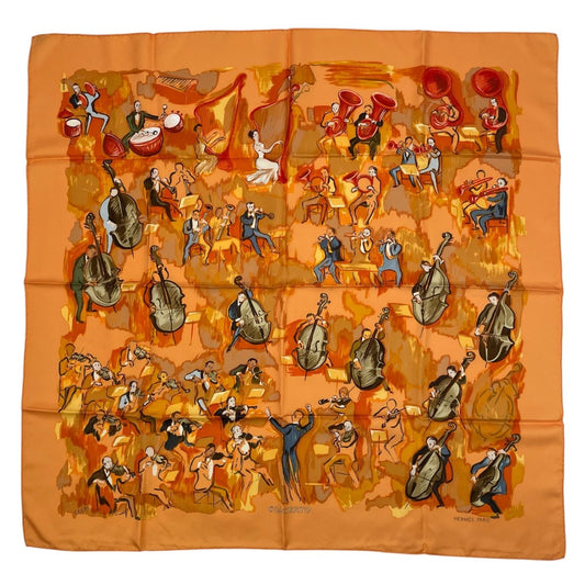 Hermes Scarf 100% Silk Carre 90 Concerto Orange