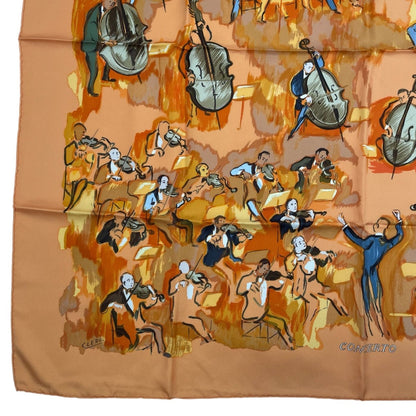 Hermes Scarf 100% Silk Carre 90 Concerto Orange — view 4