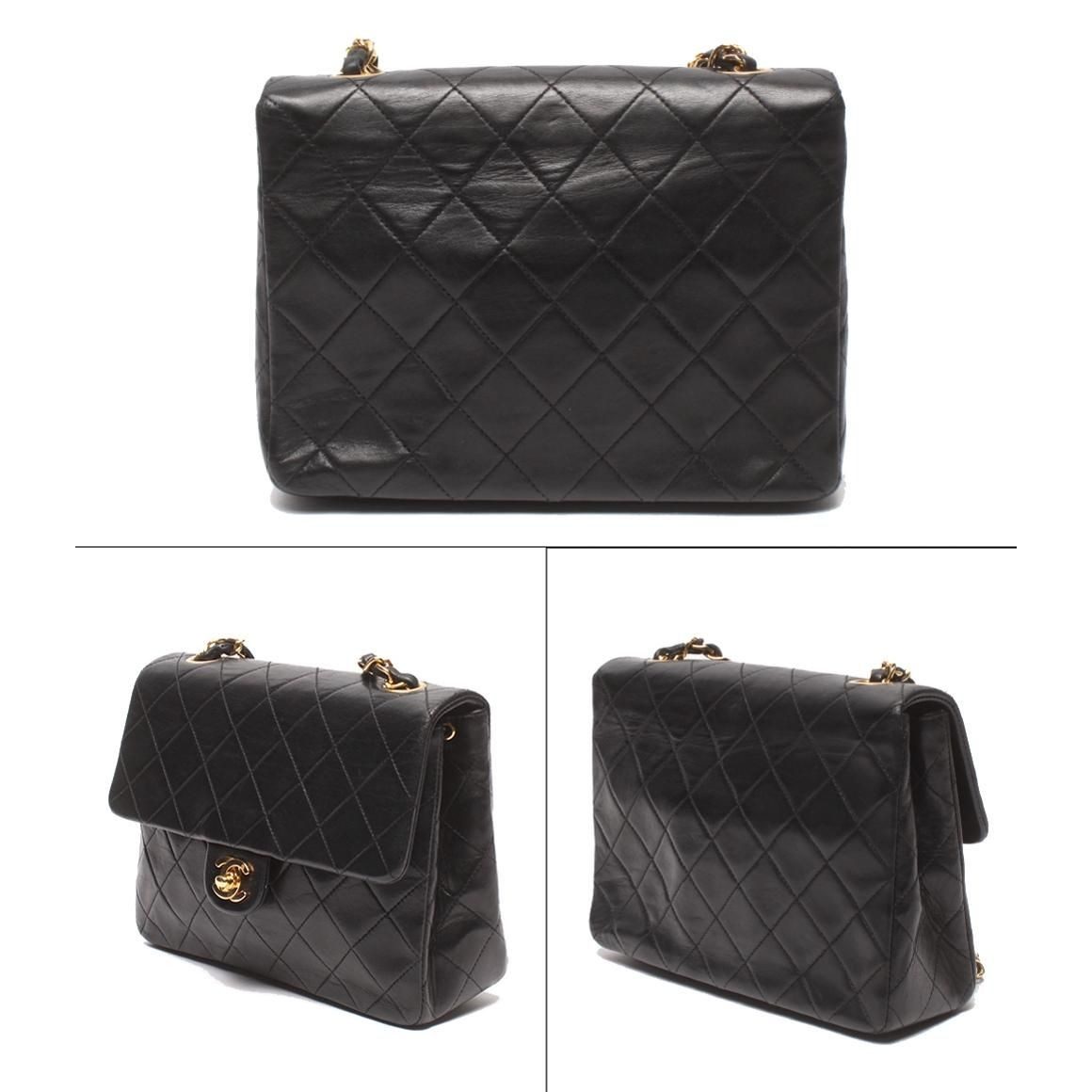 Chanel Chain Shoulder Bag Gold Single Flap Quilted Lambskin Number 2 — view 2