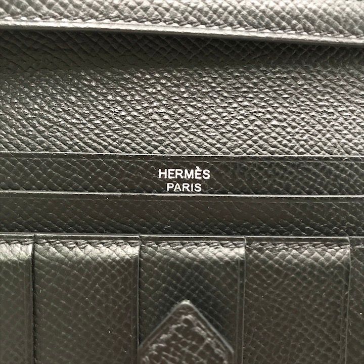 Hermes Bearn Souffle Veau Epsom Monochrome Bifold Wallet Black