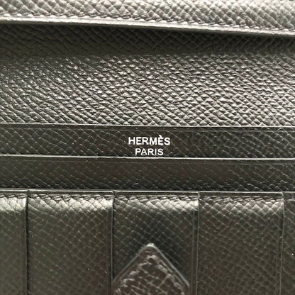Hermes Bearn Souffle Veau Epsom Monochrome Bifold Wallet Black
