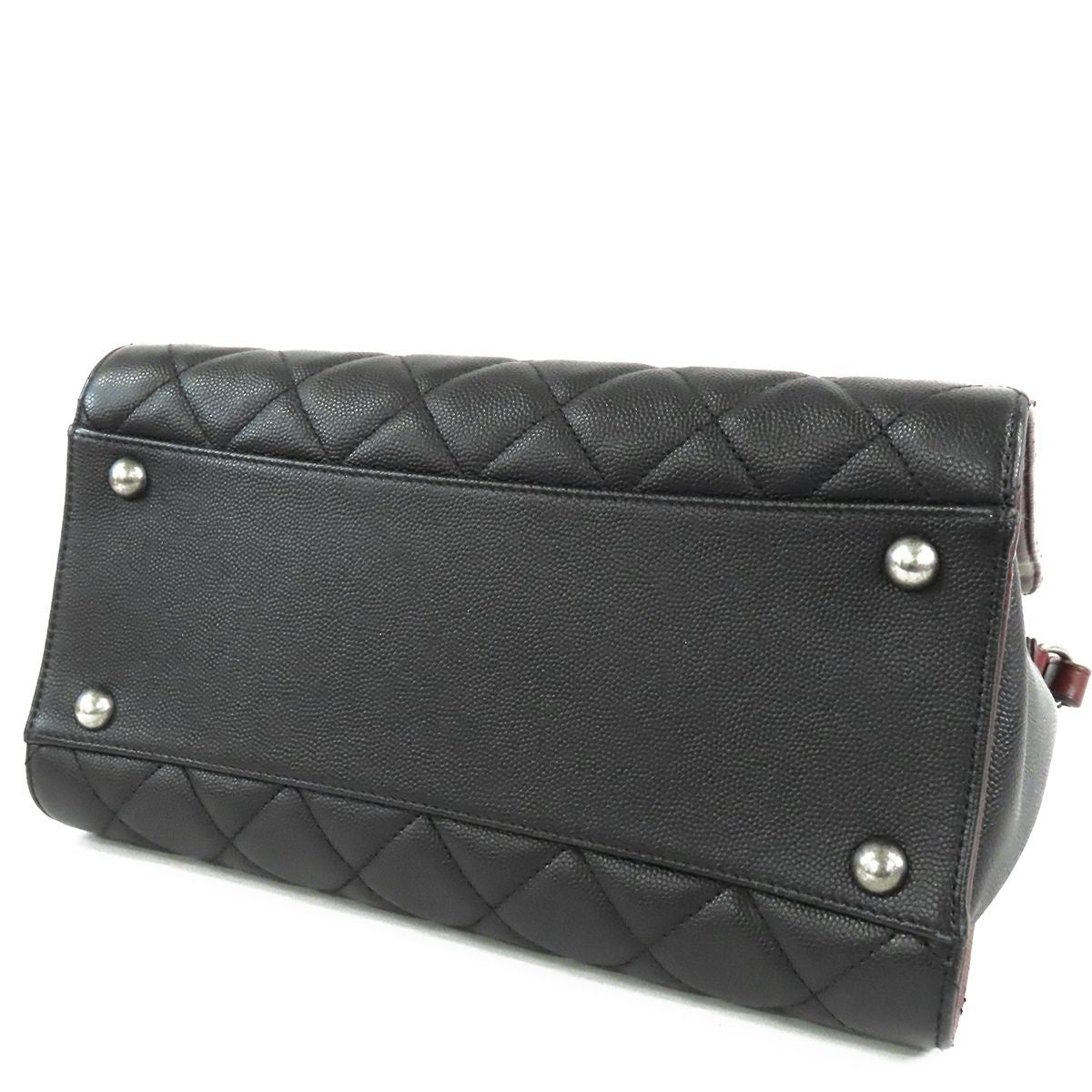 Chanel CC Bucket Black Burgundy Silver Caviar Leather 2-Way Chain Shoulder Bag — view 3
