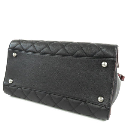 Chanel CC Bucket Black Burgundy Silver Caviar Leather 2-Way Chain Shoulder Bag — view 3