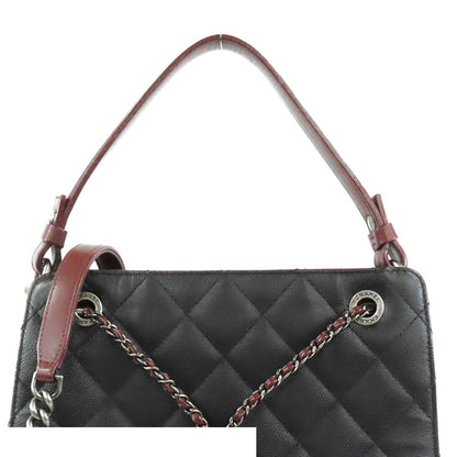 Chanel CC Bucket Black Burgundy Silver Caviar Leather 2-Way Chain Shoulder Bag — view 4