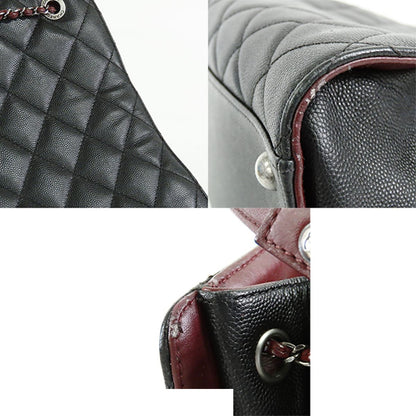 Chanel CC Bucket Black Burgundy Silver Caviar Leather 2-Way Chain Shoulder Bag — view 6