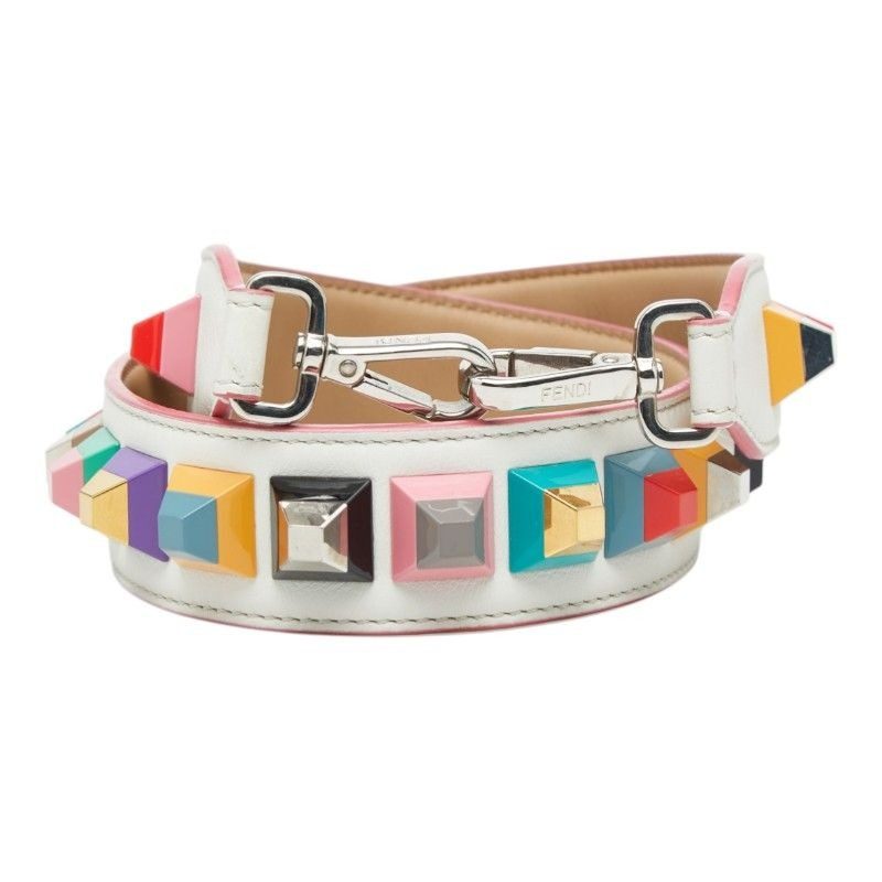 Fendi Strap You Studded Shoulder White Multicolor Leather