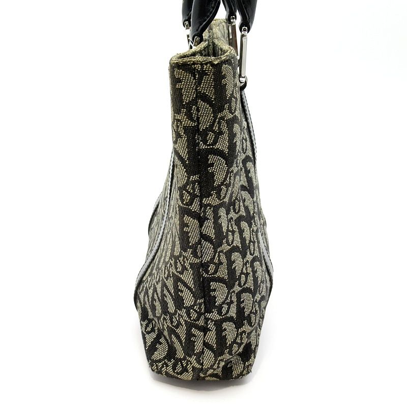 Dior Trotter Handbag Canvas Leather Women's Handbag Navy Excellent Condition