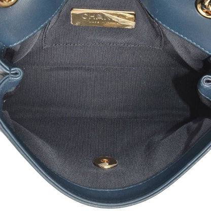 Chanel Matelasse Flap Chain Shoulder Bag Lambskin Blue Gold Hardware