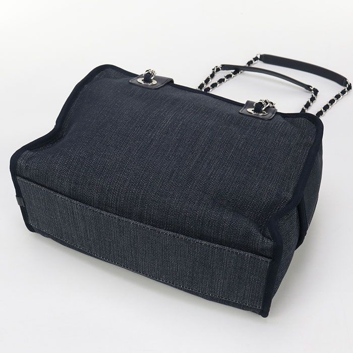 Chanel Beau Ring Bag 2WAY Deauville Boston Bag Denim 20986860 Womens