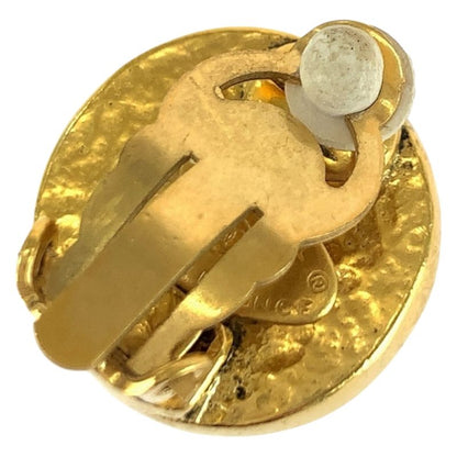 Chanel Faux Pearl Coco Mark Gold White Plated/faux Pearl Earrings 94 A Engraved