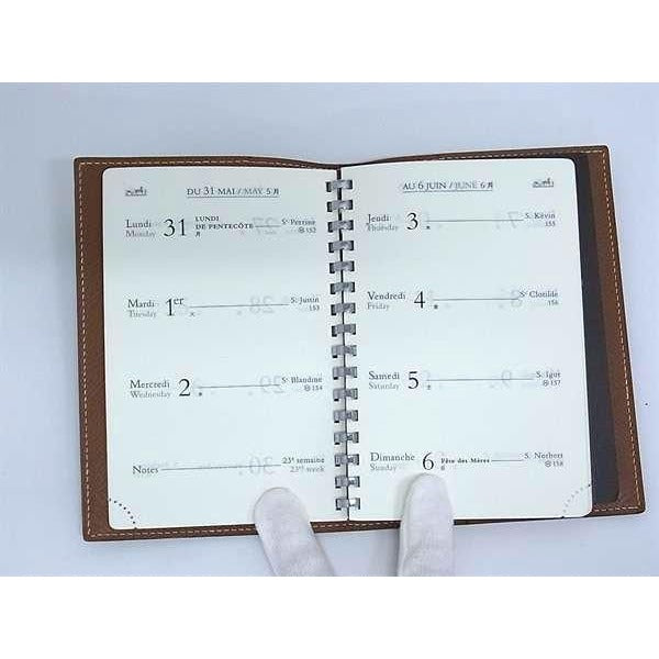 Hermes Agenda GM Courchevel Silver Hardware Notebook Schedule Book — view 4