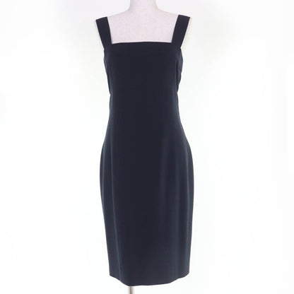 Chanel 96 P 100% Wool Coco Mark Button Sleeveless Dress Navy 38
